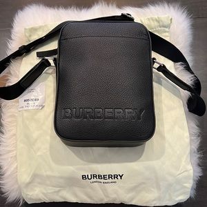 Burberry Men’s Logo Embossed Leather Crossbody Bag